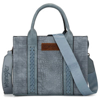 Gray Wrangler Tote Bag for Women with top handle and detachable shoulder strap, textured design