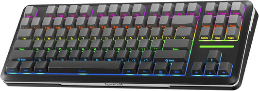 Wireless Mechanical Keyboard,3-Modes Bluetooth Gasket Hot Swappable TKL RGB Custom Keyboard,Pre-Lubed Switches,Side Printed PBT Gradient Keycaps, South-Facing Leds Socket