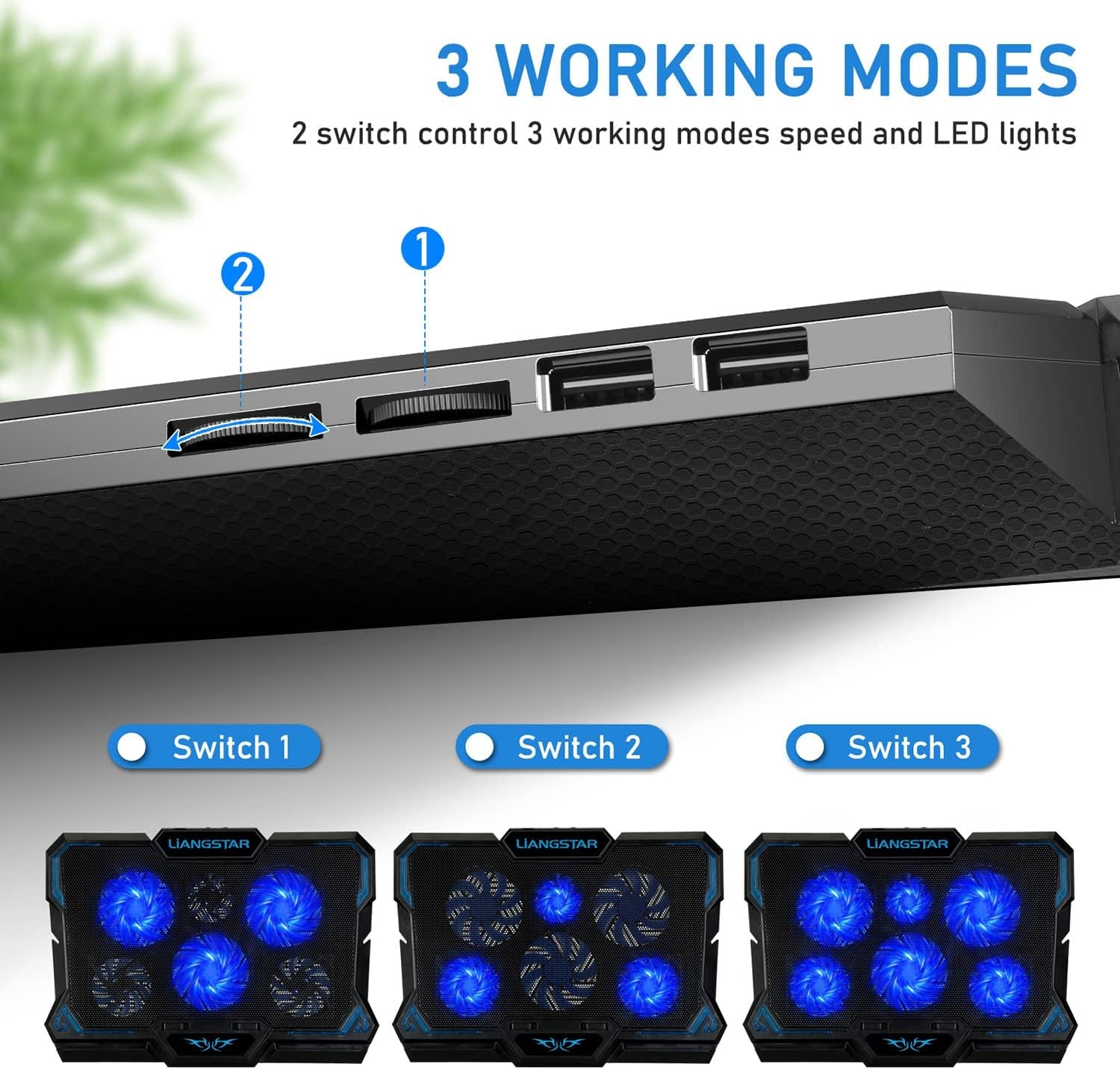 Laptop Cooling Pad, Laptop Cooler with 6 Quiet Led Fans for 15.6-17 Inch Laptop