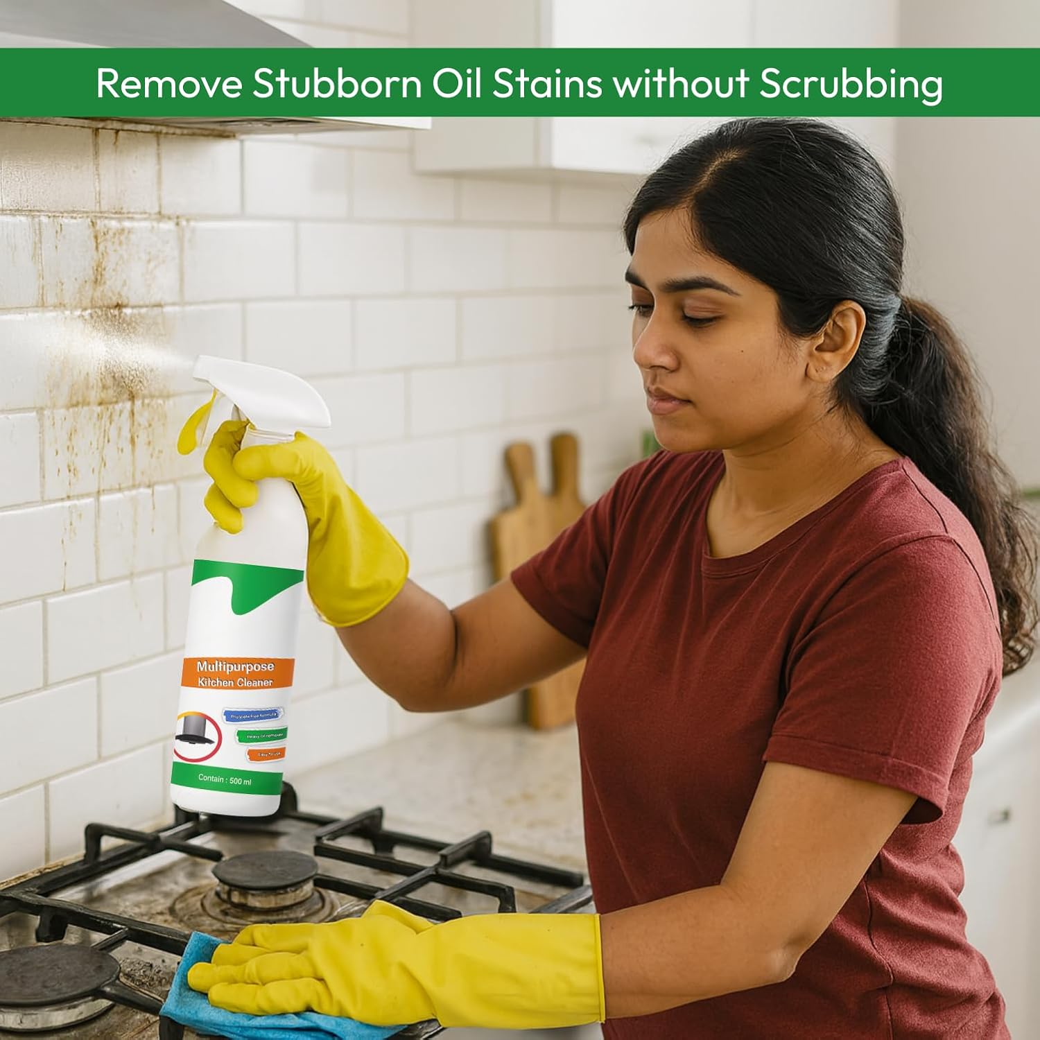 Zulaxy Kitchen Cleaner Spray for Oil & Grease Stain Remover, All Surface Non-Toxic & Non-Flammable Magic Degreaser Cleaning Spray for Kitchen, Chimney, Sink, Grill, Exhaust Fan & More! (500 ml)