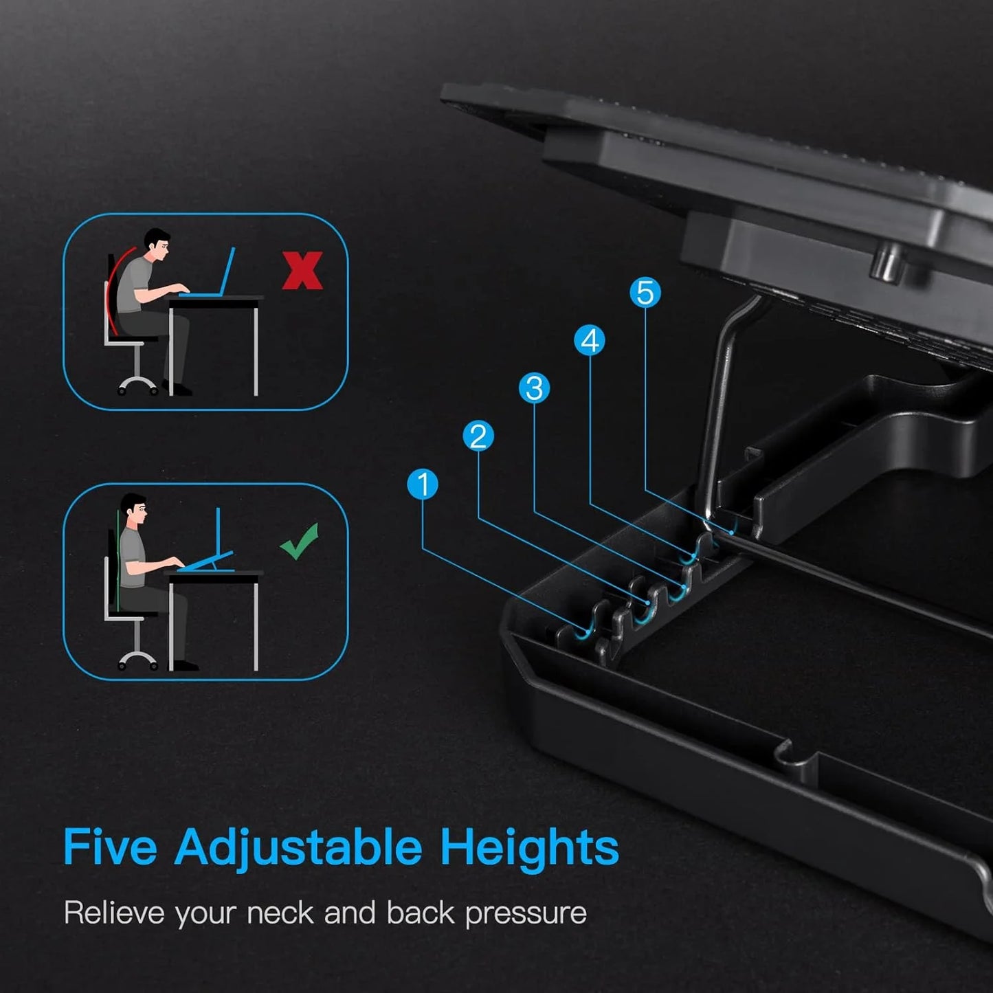 Laptop Cooling Pad, Laptop Cooler for 12"-16.2" with Phone Holder for Gaming Office