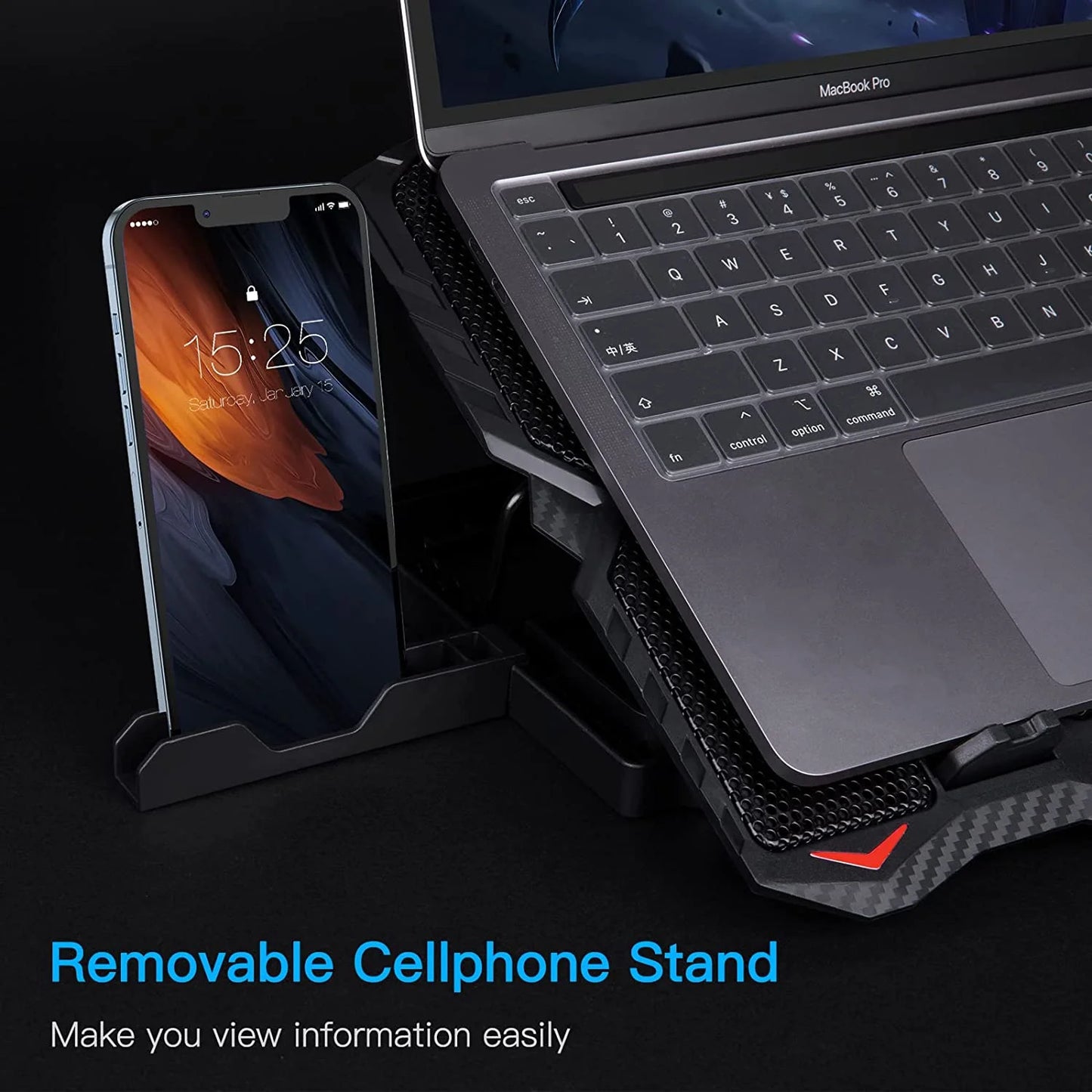 Laptop Cooling Pad, Laptop Cooler for 12"-16.2" with Phone Holder for Gaming Office