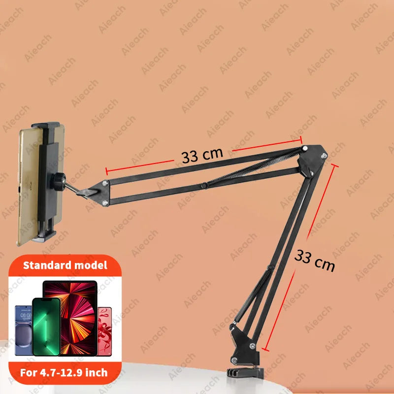 Tablet Holder for Bed with 90Cm Metal Arm Ipad Stand Tablet Bracket 360° Rotating Bed Phone Mount for 4.5~12.9 Inch Phone Tablet