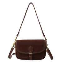 GETERUUV retro small brown faux suede shoulder bag for women with adjustable strap