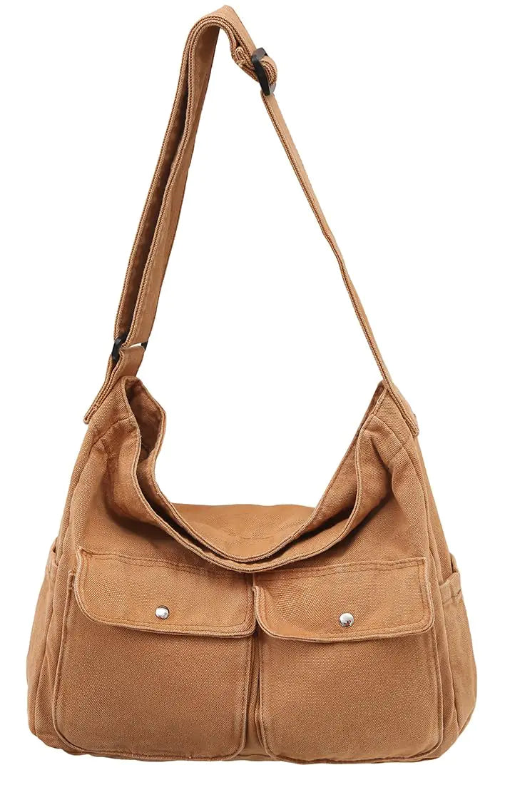 Collsants Messenger Bag brown hobo crossbody with front pockets for women