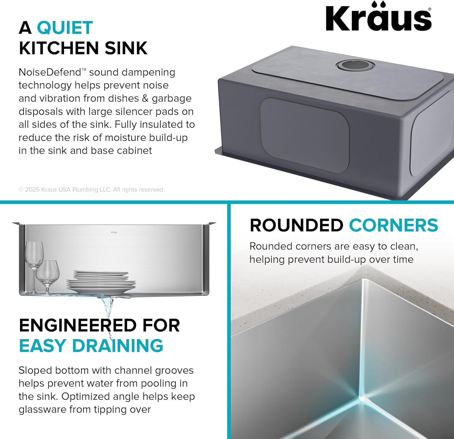 Standart PRO 28-Inch 16 Gauge Undermount Single Bowl Stainless Steel Kitchen Sink, KHU100-28