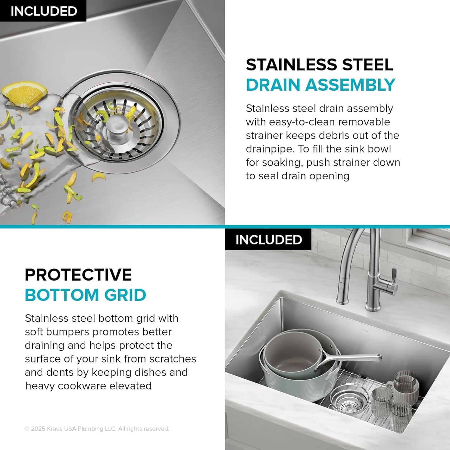 Standart PRO 28-Inch 16 Gauge Undermount Single Bowl Stainless Steel Kitchen Sink, KHU100-28